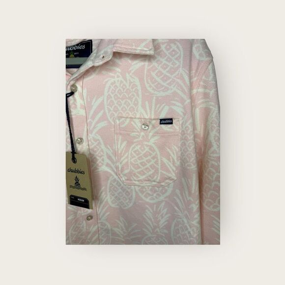 Chubbies Men’s The Thigh Napple Flannel Overshirt in Pink Size Medium NWT - Picture 3 of 6